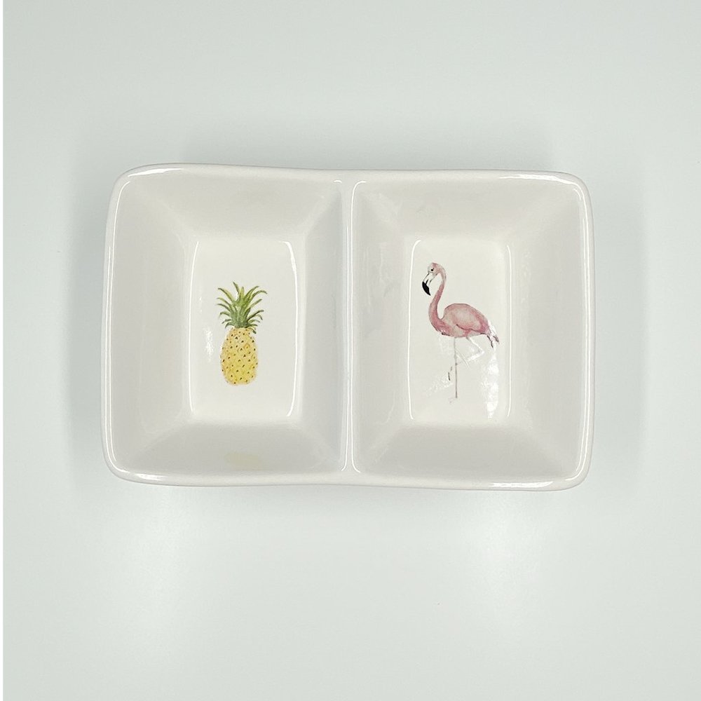 Rae Dunn Trinket Tray Flamingo and Pineapple
